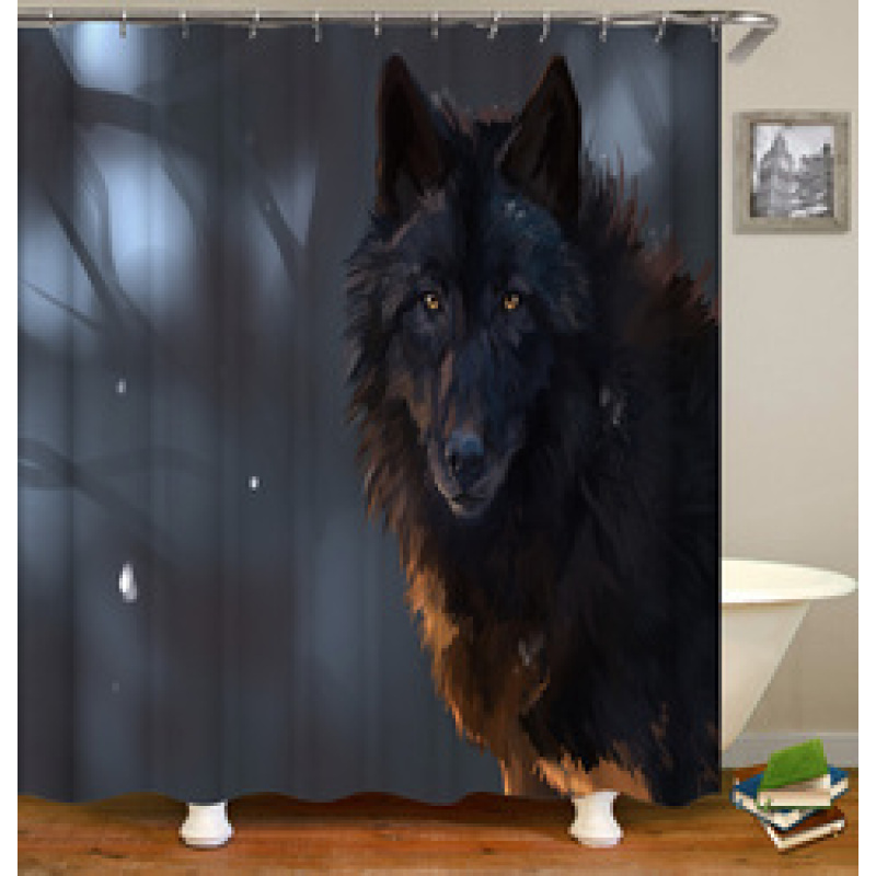 2021 Amazon Top Seller 3D Custom Digital Print Waterproof Polyester Fabric Shower Curtain with Hooks#