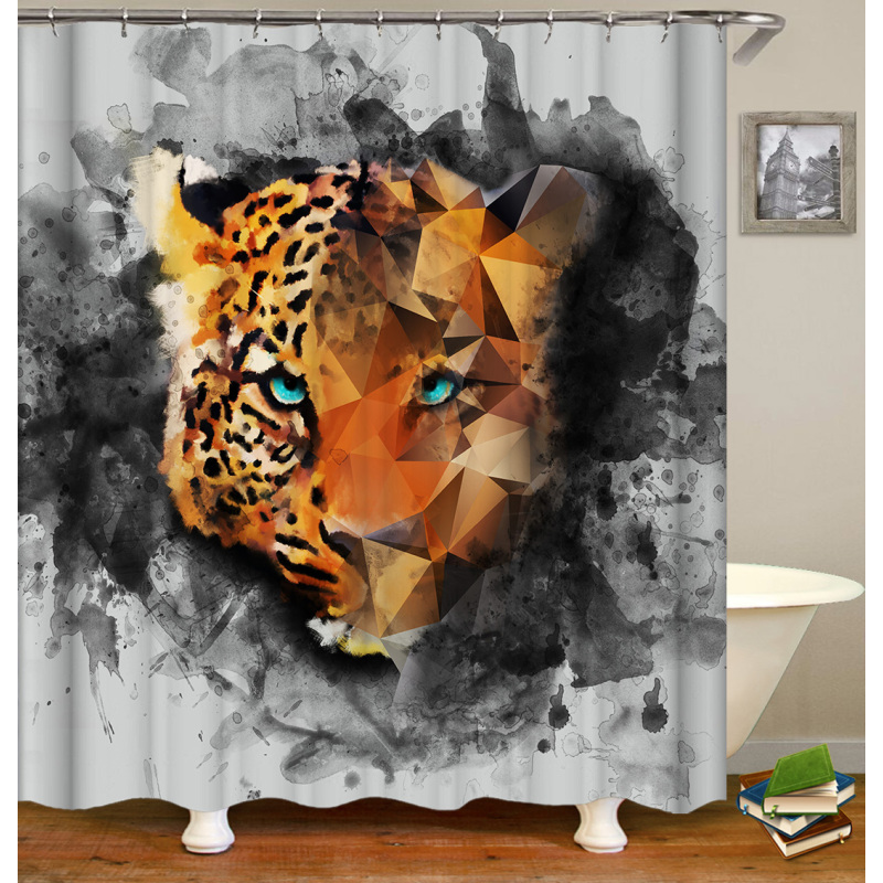 2021 Amazon Top Seller 3D Custom Digital Print Waterproof Polyester Fabric Shower Curtain with Hooks#