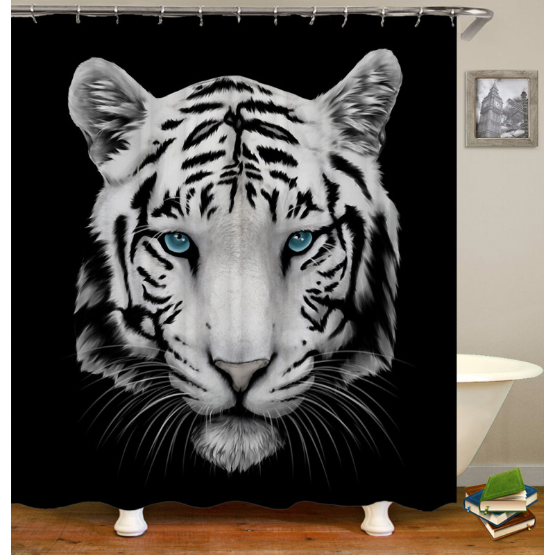 2021 Amazon Top Seller 3D Custom Digital Print Waterproof Polyester Fabric Shower Curtain with Hooks#