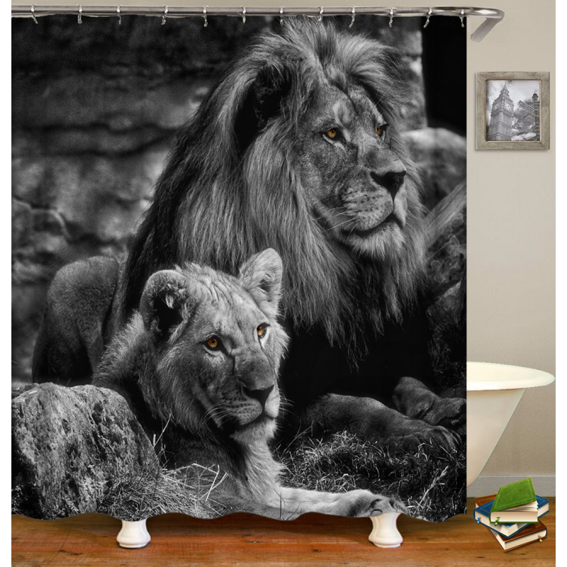 2021 Amazon Top Seller 3D Custom Digital Print Waterproof Polyester Fabric Shower Curtain with Hooks#