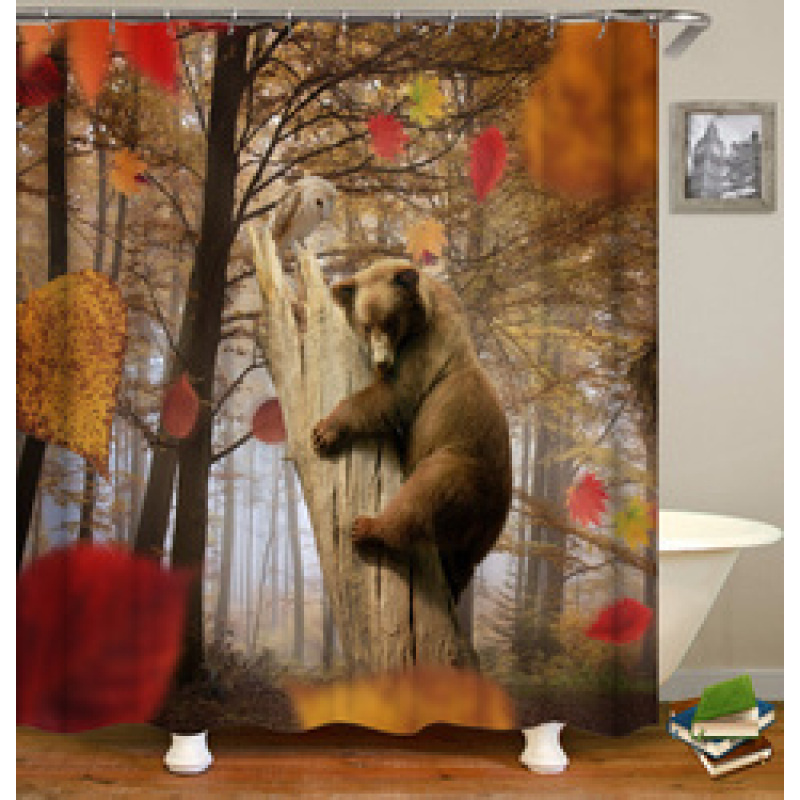 2021 Amazon Top Seller 3D Custom Digital Print Waterproof Polyester Fabric Shower Curtain with Hooks#