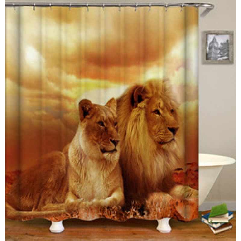 2021 Amazon Top Seller 3D Custom Digital Print Waterproof Polyester Fabric Shower Curtain with Hooks#