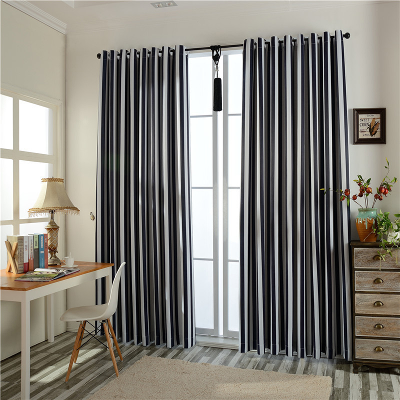 China Decor Home Goods Curtain Blackout,Luxury Living Room Curtains Printed Decoracion Black White Stripe Curtain$