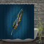 Hotel Special Printed Waterproof Blue Bottom Single Peacock Feather Shower Curtain For Bathroom