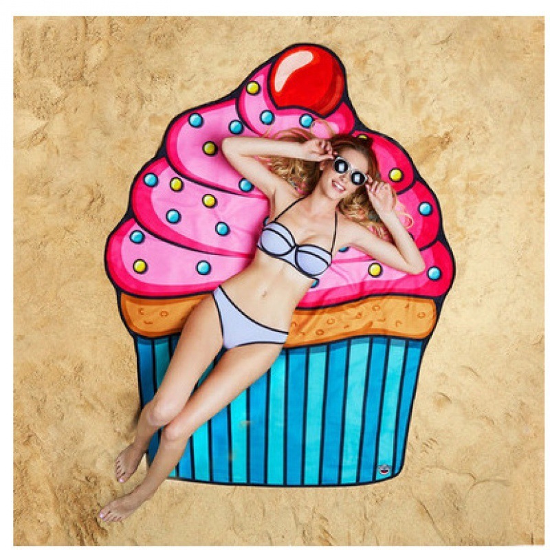 Custom Logo Food Donuts Printing Beach Towel, Microfiber Round Quick Dry Beach Towel#