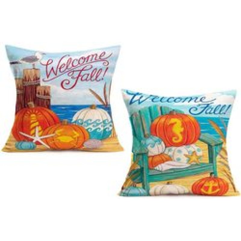 2022 Pelican Print Cushion Sets, Bird by Sea, Cotton Linen Sofa Cushion Cover Pack of 2 Pieces/