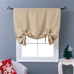 Tie Up Shade Blind Room Window Covering 100% Polyester Blackout Kitchen Curtain, Cheap Rod Pocket Panel Kitchen Curtain/