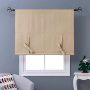 Tie Up Shade Blind Room Window Covering 100% Polyester Blackout Kitchen Curtain, Cheap Rod Pocket Panel Kitchen Curtain/