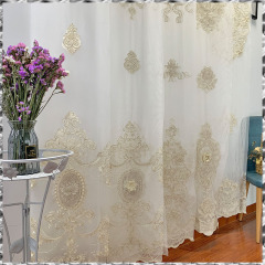 Luxury Curtains European Elegant, Window Curtains For Living Room Floral Sheer Tulle/