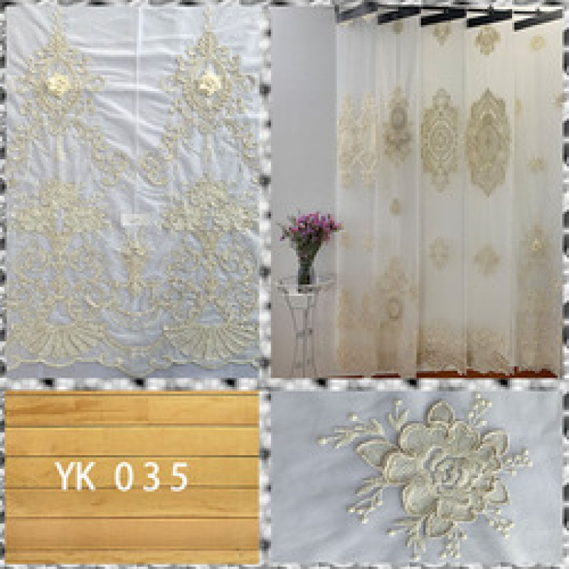 Luxury Curtains European Elegant, Window Curtains For Living Room Floral Sheer Tulle/