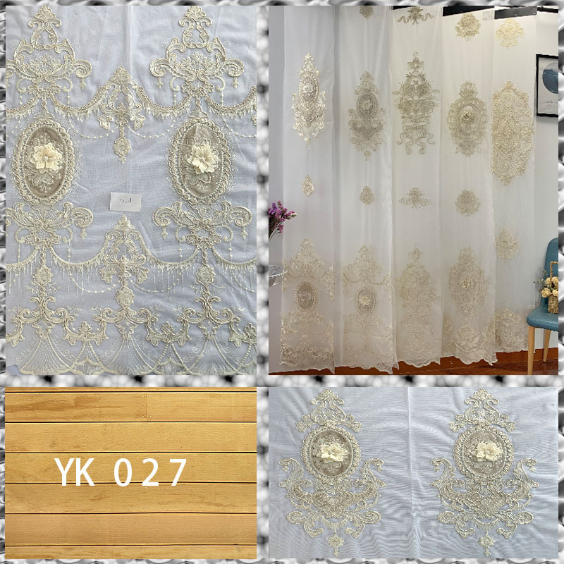 Luxury Curtains European Elegant, Window Curtains For Living Room Floral Sheer Tulle/