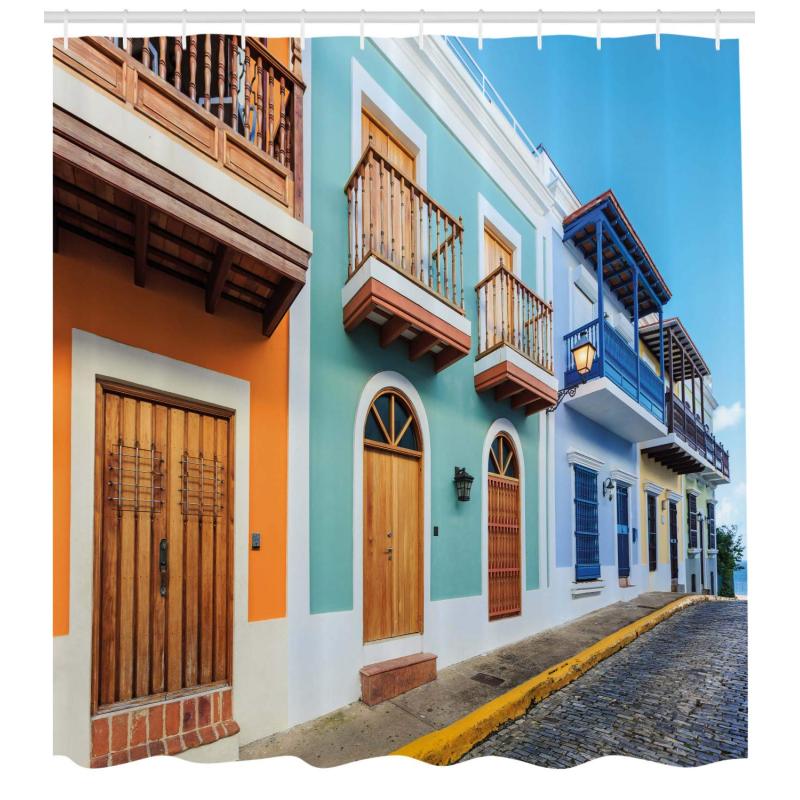 Wholesale Bathroom Designer Shower Curtains Sets, Popular 180*180 Puerto Rico Flag Shower Curtain Set