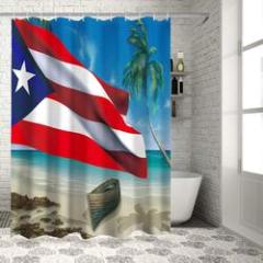 Wholesale Bathroom Designer Shower Curtains Sets, Popular 180*180 Puerto Rico Flag Shower Curtain Set