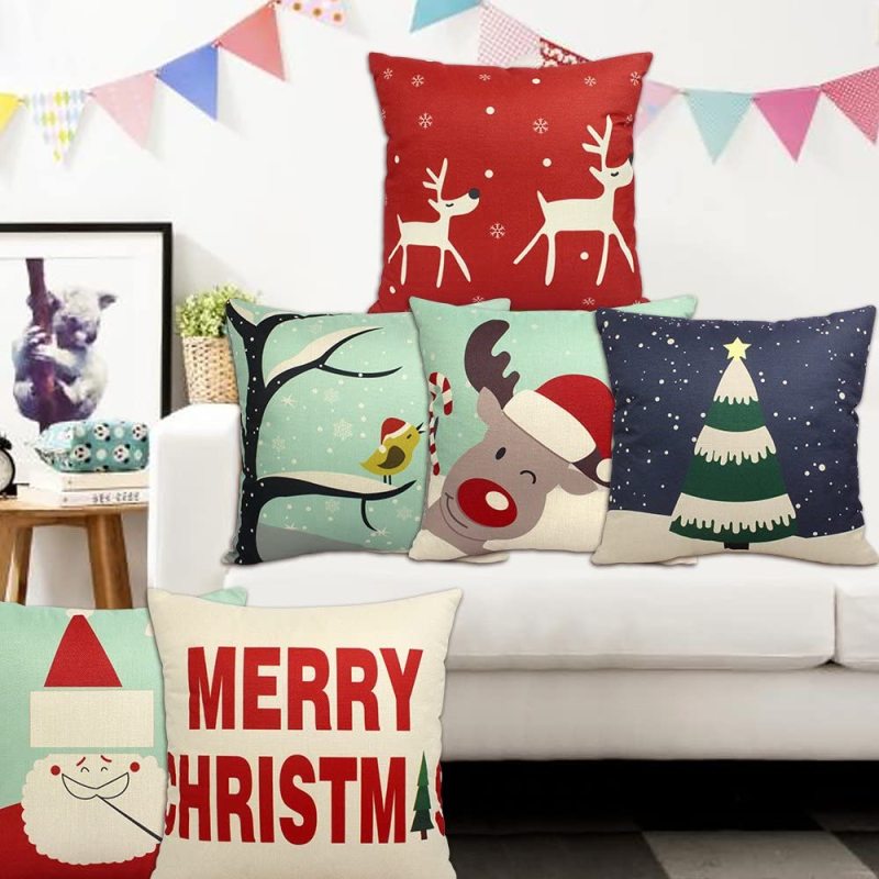 New Pillowcase Cushion Cover Throw Linen Pillow Case Merry Christmas Gifts Home Pillowcases /