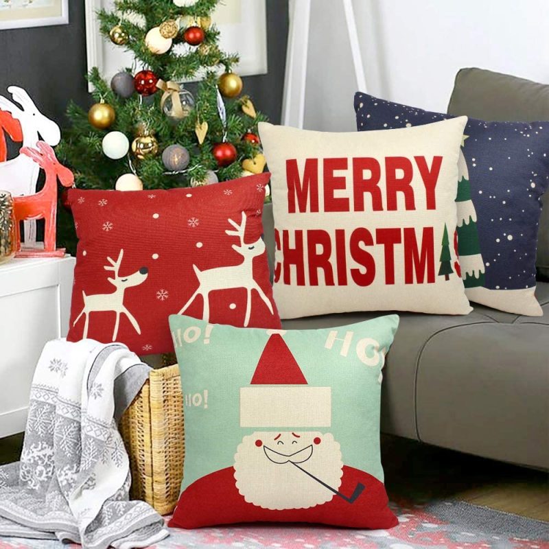 New Pillowcase Cushion Cover Throw Linen Pillow Case Merry Christmas Gifts Home Pillowcases /
