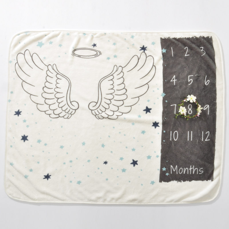 Minky Baby Blanket With Month,Baby Swaddle Blanket#