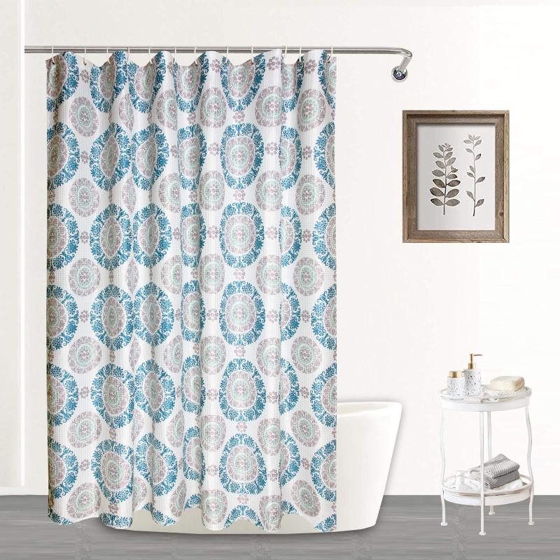 Custom Waterproof Waffle Bathroom Shower Curtain, Thick Polyester Bath Curtain for Bathroom$