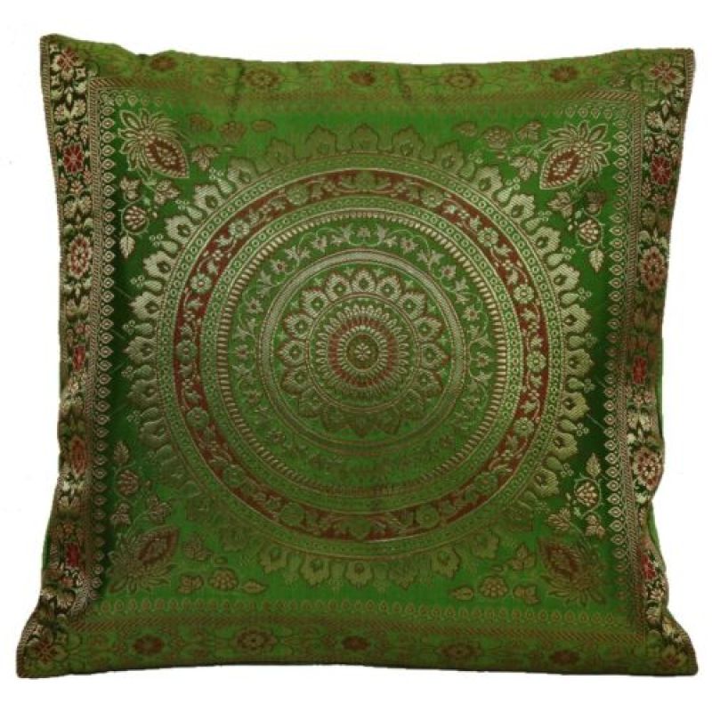 Cushion Cover Brocade Mandala Pillow Covers Indian Silk Decor Square 16x16 Sofa,Bolster Cushion Cover Custom/