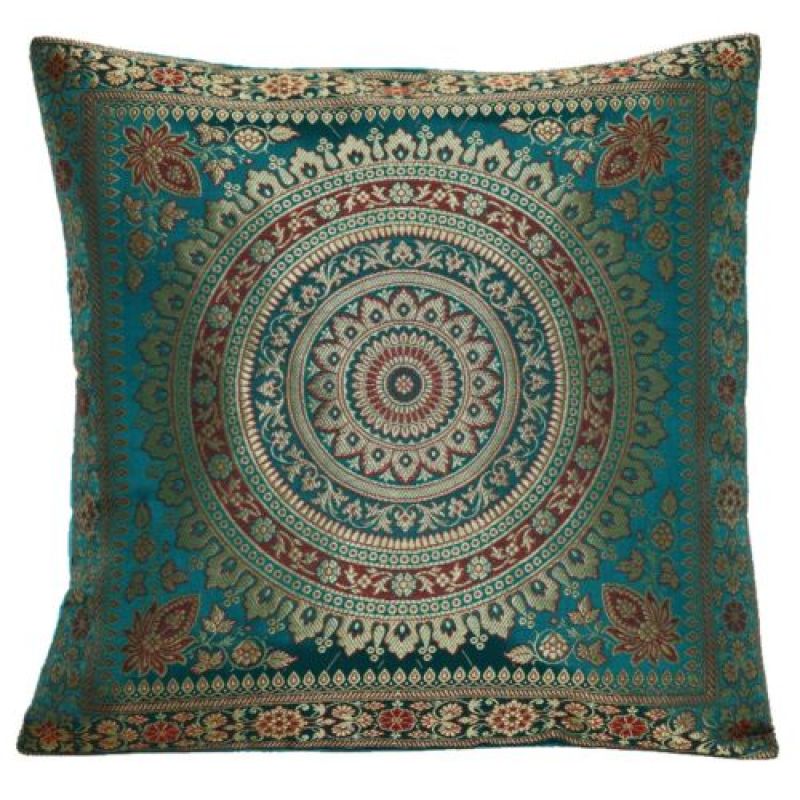 Cushion Cover Brocade Mandala Pillow Covers Indian Silk Decor Square 16x16 Sofa,Bolster Cushion Cover Custom/