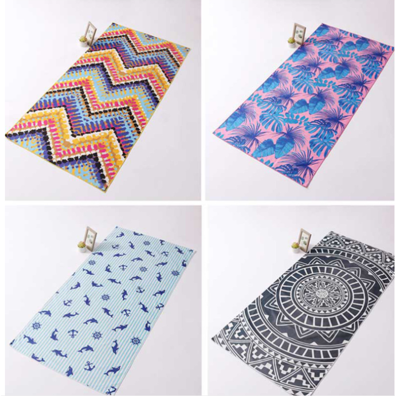 Custom Microfiber Beach Towel, Bright Color Print Sand Free Beach Towel#