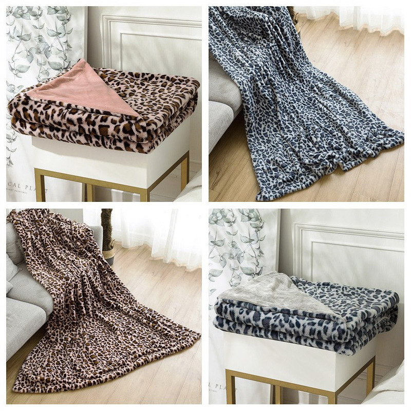 Wholesale Hot Selling Polyester Comfort Fleece Blanket, High Quality Velvet Flannel Khaki Leopard Print Blanket/
