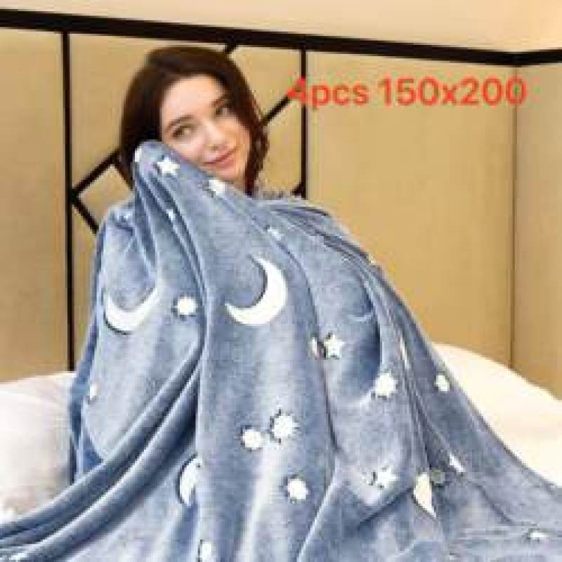 Amazon hot style printed glow-in-the-dark, flannel children's adult blanket/
