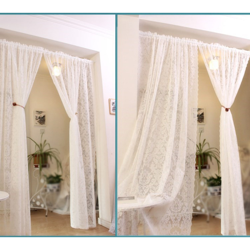 White Lace Curtains, Flower Curtains, Lace Sheer Curtains/
