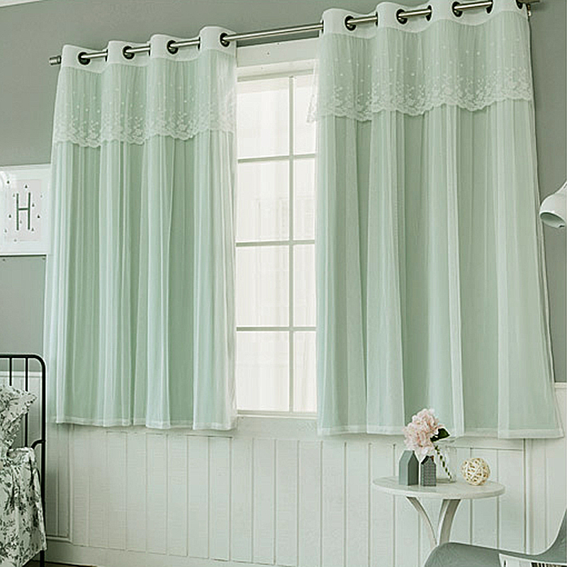 2 Layers Hollow The Stars Blackout Curtain for Bay Window,Princess Lace Curtain For Girls Living Room Bedroom Window Panel/