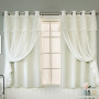 2 Layers Hollow The Stars Blackout Curtain for Bay Window,Princess Lace Curtain For Girls Living Room Bedroom Window Panel/