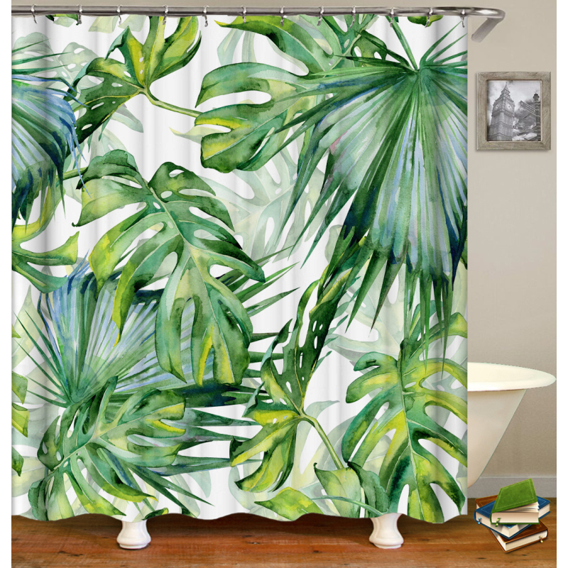 hot sale products custom polyester Products Bathroom Decor shower curtains,Leaves Printed 100% Waterproof shower curtain