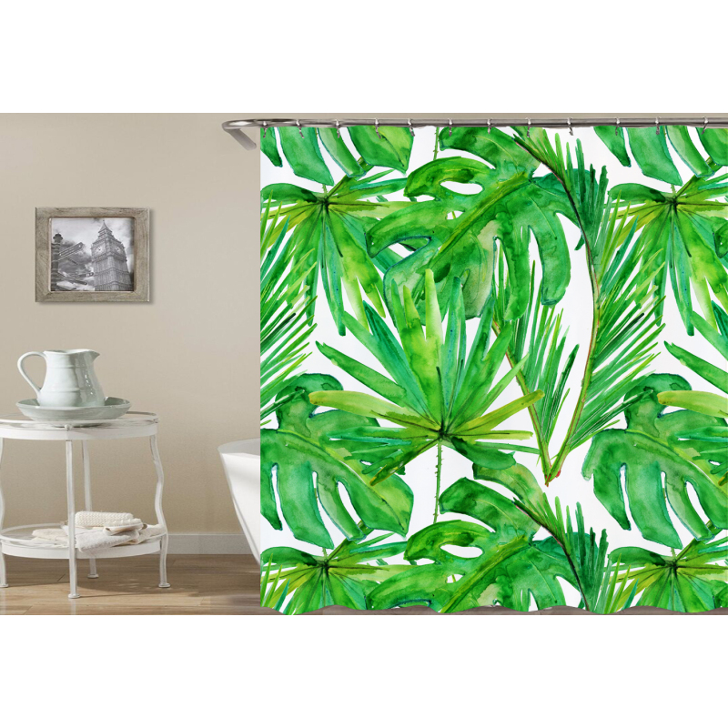 hot sale products custom polyester Products Bathroom Decor shower curtains,Leaves Printed 100% Waterproof shower curtain