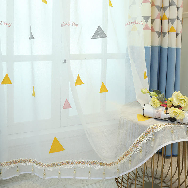 Modern 100% Polyester blackout Embroidery European Stitching Curtains