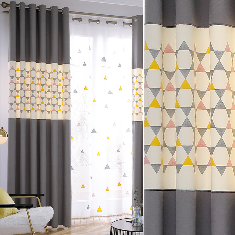 Modern 100% Polyester blackout Embroidery European Stitching Curtains