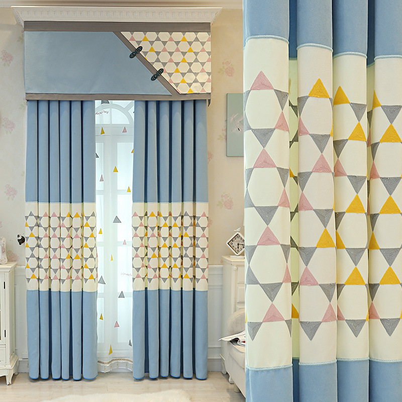 Modern 100% Polyester blackout Embroidery European Stitching Curtains