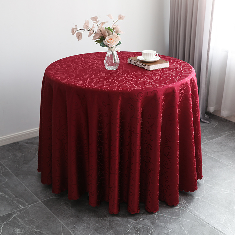 Nappe ronde jacquard en polyester pour mariage, banquet, hôtel, vente en gros