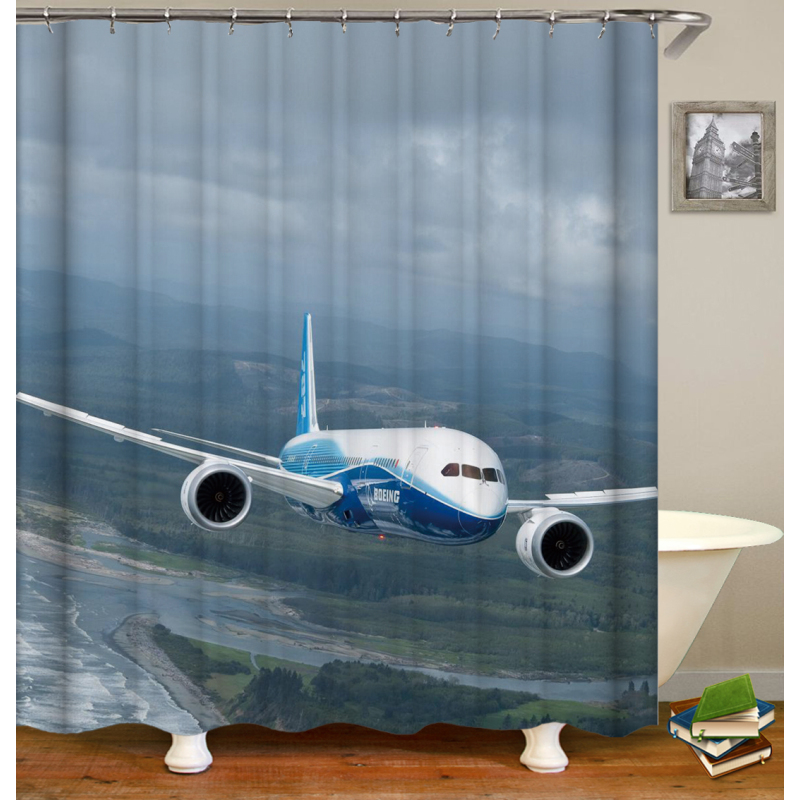 China Suppliers Luxury Hotel Hookless Shower Curtains Snap On with Grommets Detachable Liner in White Gray Fabric/