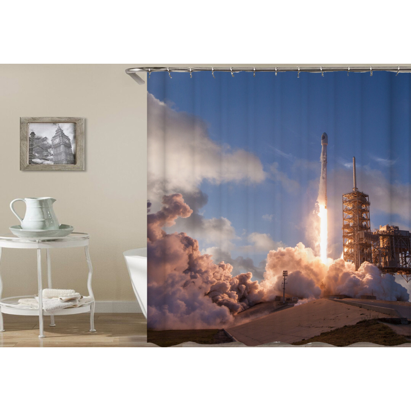 China Suppliers Luxury Hotel Hookless Shower Curtains Snap On with Grommets Detachable Liner in White Gray Fabric/