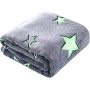 Magical Luminous Flannel Throw Blankets Night Fluorescent Fluffy Kids Blanket Star Moon Warm Sofa Bedspread Nap Leisure Covering