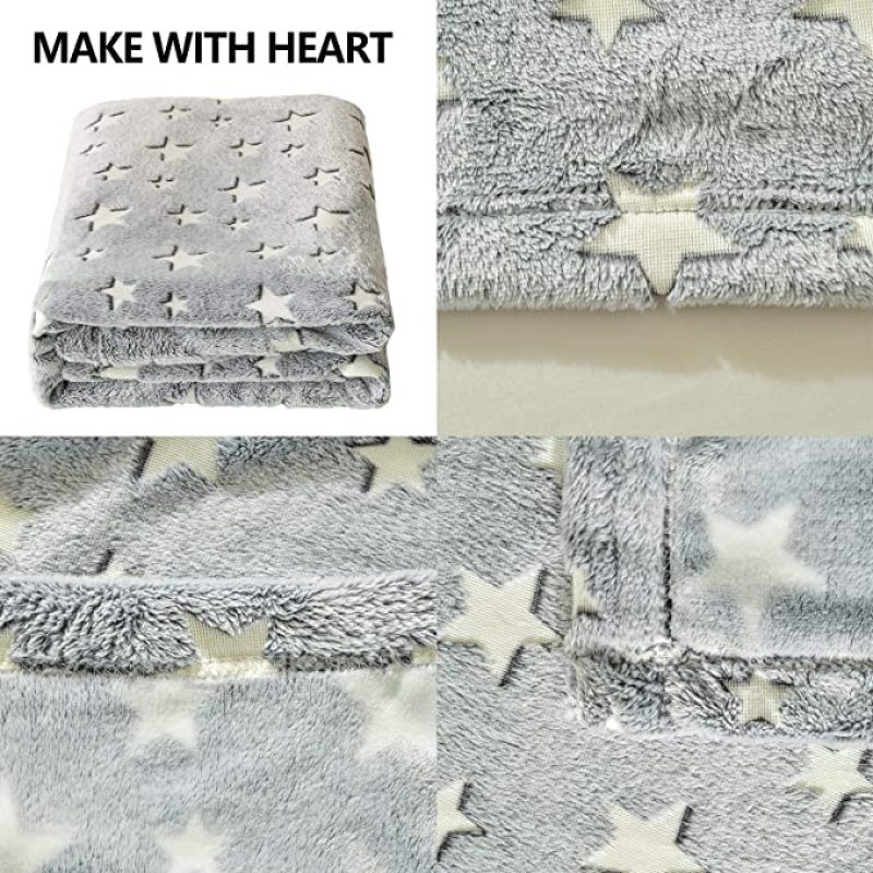 Magical Luminous Flannel Throw Blankets Night Fluorescent Fluffy Kids Blanket Star Moon Warm Sofa Bedspread Nap Leisure Covering