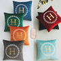 Luxury High Precision Dutch Velvet Embroidery Letters Cushion Cover, Cafe Bar Cushion Cover /