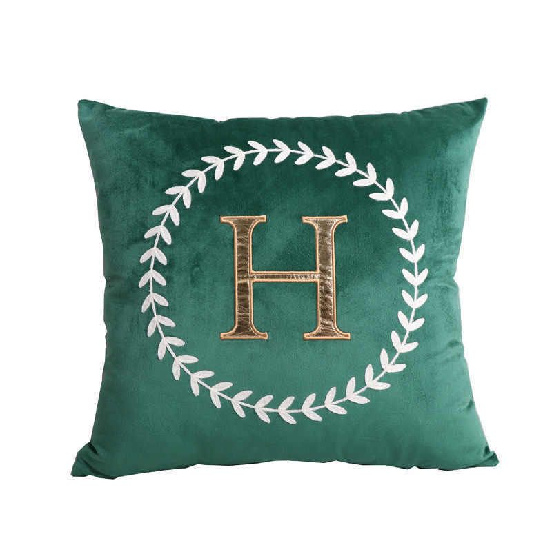Luxury High Precision Dutch Velvet Embroidery Letters Cushion Cover, Cafe Bar Cushion Cover /
