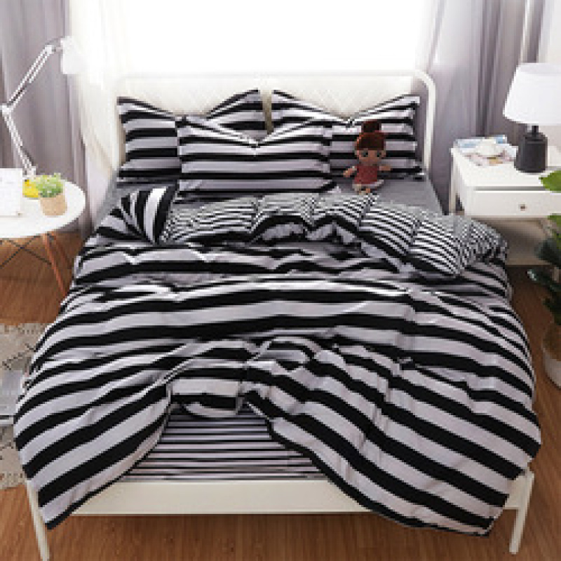 Student Dormitory Geometric Printed Baby Bedsheet, 4 Piece Set Children's Bedding Bedding Sets/