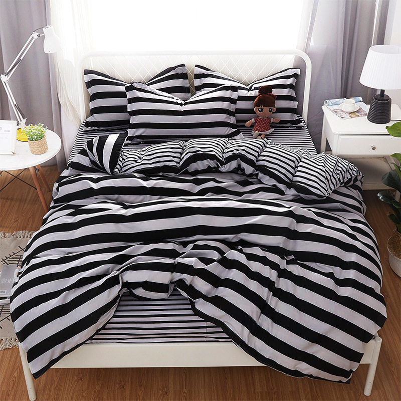 Student Dormitory Geometric Printed Baby Bedsheet, 4 Piece Set Children's Bedding Bedding Sets/