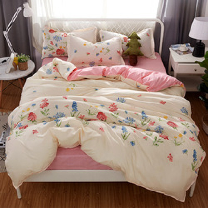Student Dormitory Geometric Printed Baby Bedsheet, 4 Piece Set Children's Bedding Bedding Sets/