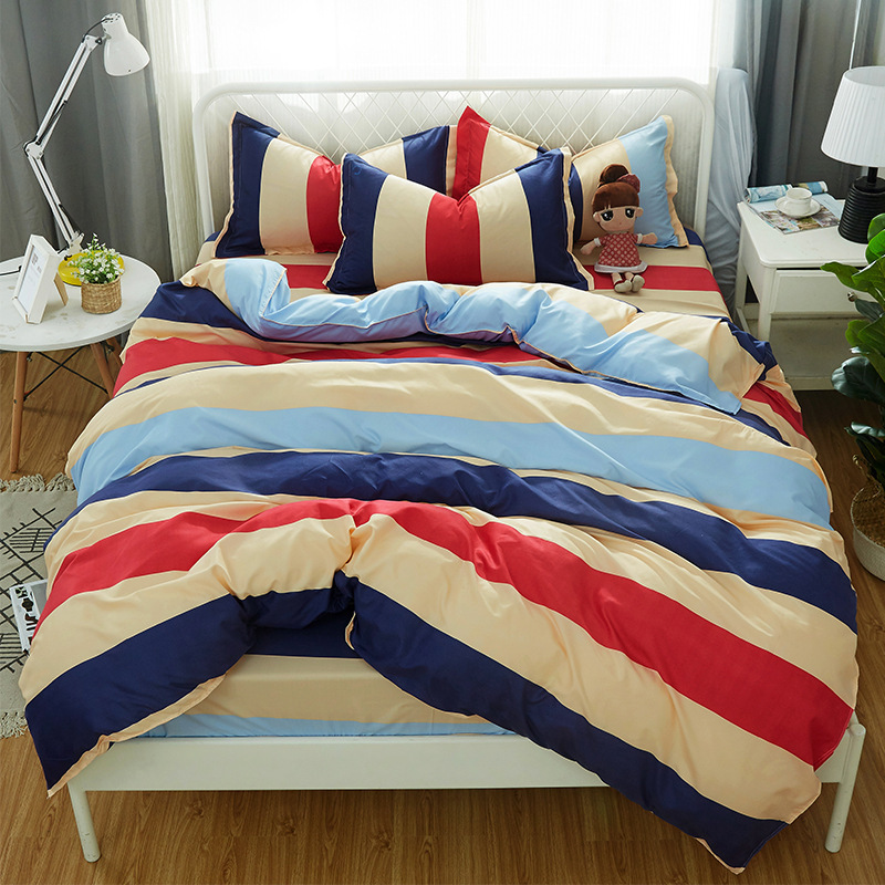 Student Dormitory Geometric Printed Baby Bedsheet, 4 Piece Set Children's Bedding Bedding Sets/