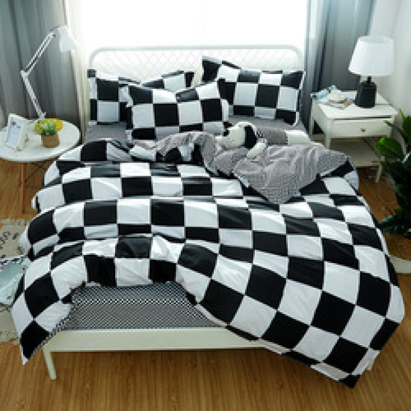 Student Dormitory Geometric Printed Baby Bedsheet, 4 Piece Set Children's Bedding Bedding Sets/