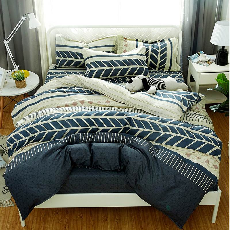 Student Dormitory Geometric Printed Baby Bedsheet, 4 Piece Set Children's Bedding Bedding Sets/
