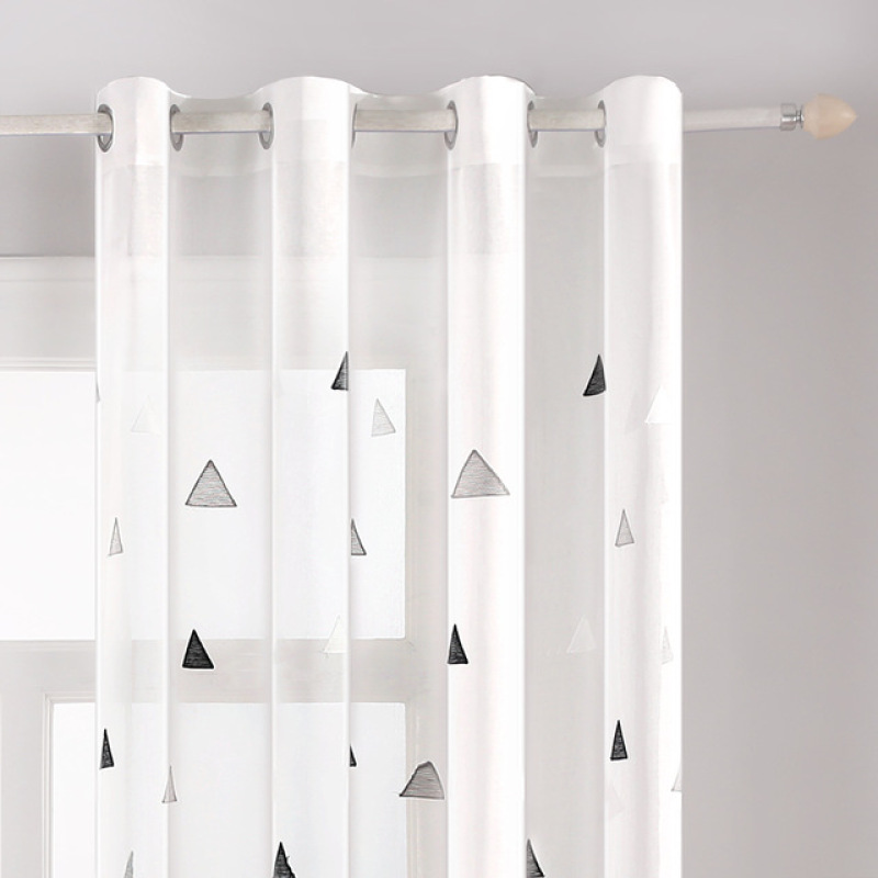 2020 Fancy New Product Black White Gray Triangle Window Sheer Curtains, Hot Sale Cheap Living Room Sheer Curtain/