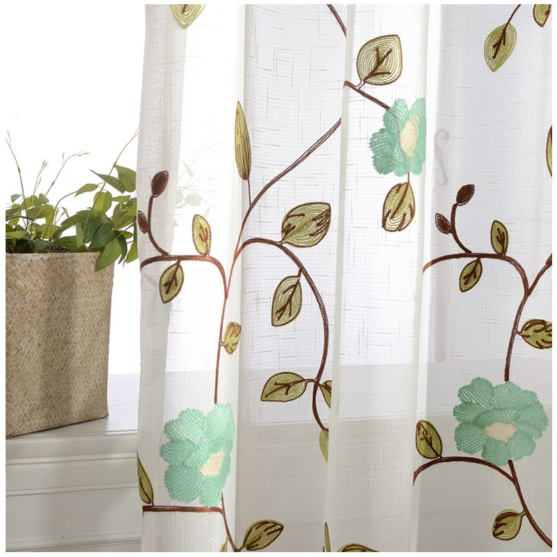 China Decor Living Room Sets Ready Made Sheer Curtain,Decorativas Kitchen Accessories Set Turkish Curtains Floral Embroidery#