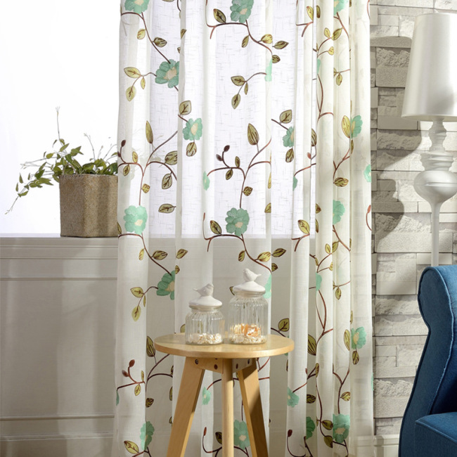 China Decor Living Room Sets Ready Made Sheer Curtain,Decorativas Kitchen Accessories Set Turkish Curtains Floral Embroidery#